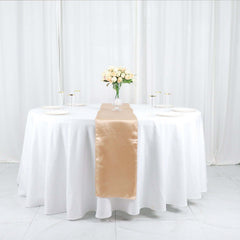 Satin 12"x108" Table Runner Nude - Stylish Table Linen