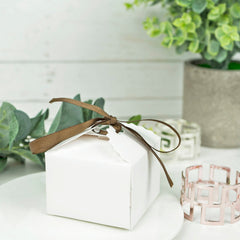 25 Pack 2.5"x2.5" White Grosgrain Ribbon Tote Party Favor Gift Boxes