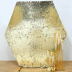 8ftx7ft Champagne Big Payette Sequin Sparkly Hexagon Backdrop Stand Cover