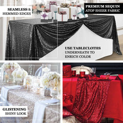 Sequin 90"x156" Rectangle Tablecloth Champagne - Seamless Twinkling Table Cover