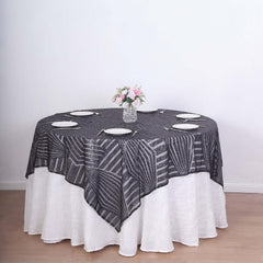 Sequin 72" Table Overlay Square Tablecloth Black - Diamond Glitz Table Cover