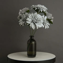 2 Bouquets 20" Silver Artificial Silk Dahlia Flower Spray Bushes