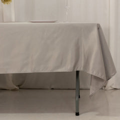 Lamour Satin 60"x102" Rectangle Tablecloth Silver - Durable & Silky Soft Feel Table Cover