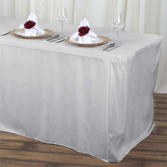 Fitted Polyester 72"x30" Rectangle Tablecloth Silver - Durable and Easy to Maintain Table Cover