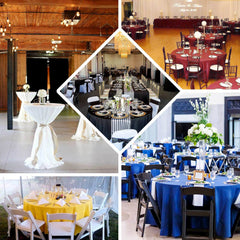 Premium Polyester 120" Round Tablecloth Silver - Seamless 220GSM Wrinkle-Resistant Table Cover