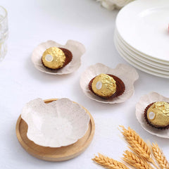 24-Pack Mini Wheat Straw Fiber Serving Trays Sea Shell Design Biodegradable - Great for Snacks 3.5"