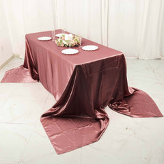 Satin Rectangular 90"x156" Tablecloth Cinnamon Rose - Seamless Table Cover