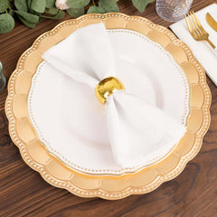 6-Pack Acrylic Round Charger Plates 13" in Metallic Gold with Beaded Sunflower Rim, Plastic Dinner Party Charger Tableware