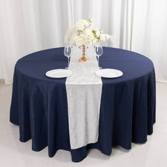 Premium Crushed Velvet 12"x108" Table Runner White - Soft & Wrinkle-Resistant Table Linen for Events