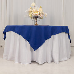 Cotton Blend 70"x70" Table Overlay Square Tablecloth Royal - Wrinkle-Resistant Fabric Table Topper