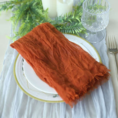 5 Pack Gauze Cheesecloth 24"x19" Napkins Terracotta (Rust) Reusable Dinner Napkins