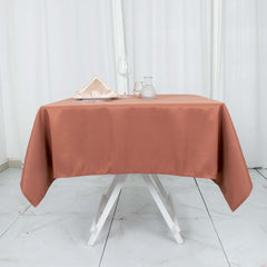 Premium Polyester 54"x54" Square Tablecloth Terracotta (Rust) - Stain and Wrinkle-Resistant 220GSM Table Cover