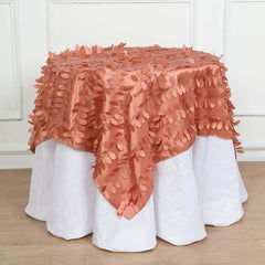 Taffeta 54"x54" Table Overlay Square Tablecloth Terracotta 3D Leaf Petal Table Cover