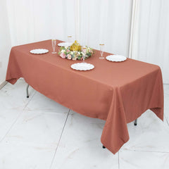 Premium Polyester 60"x102" Rectangle Tablecloth Terracotta (Rust) - Durable 220GSM Wrinkle-Resistant Table Cover