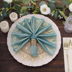 5 Pack Polyester 20"x20" Napkins Turquoise Shimmer Sequin Dots - Luminous Cloth Napkins