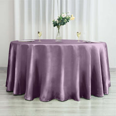 Satin 120" Round Tablecloth Violet Amethyst - Stylish Seamless Table Cover