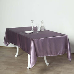 Satin Rectangular 60"x102" Tablecloth Violet Amethyst - Smooth and Lustrous Table Cover