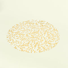 10-Pack Table Placemats Gold Foil Leaf Vine Design White Round - Organza Disposable Floral Mats 13"