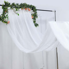 5ftx32ft Premium White Chiffon Curtain Panel, Durable Flame Resistant Backdrop Ceiling Drapery With Rod Pocket