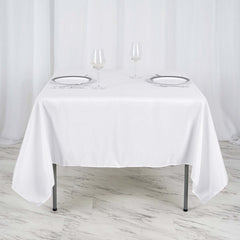 Polyester Square 70"x70" Tablecloth White - Wrinkle-Resistant & Durable Table Cover for Events