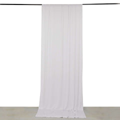 White 4-Way Stretch Spandex Event Curtain Drapes, Wrinkle Free Backdrop Event Panel with Rod Pockets - 5ftx12ft