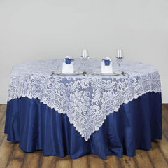 Lace 54"x54" Table Overlay Square Tablecloth White - Stylish Victorian Design Event Decor