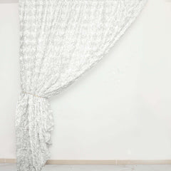 8ftx8ft White Satin Rosette Event Curtain Drapes, Backdrop Event Panel