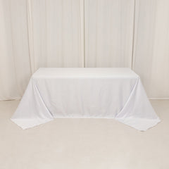 Lamour Satin 90"x132" Rectangle Tablecloth White - Soft & Silk-Like Seamless Table Cover for Weddings & Parties