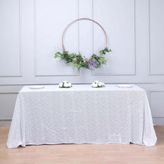 Sequin 90"x156" Rectangle Tablecloth White - Seamless Twinkling Design for Chic Celebrations