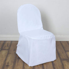 Polyester Slip On Banquet Chair Covers White - Stain-Resistant Reusable Durable Fabric