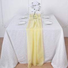 Premium Chiffon 6ft Table Runner Yellow - Flowy & Lightweight Table Decor