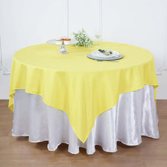Polyester 90"x90" Table Overlay Square Tablecloth Yellow - Wrinkle-Resistant & Durable Table Cover