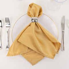 5 Pack Lamour Satin 20"x20" Napkins Champagne - Soft Matte Finish Dinner Napkins