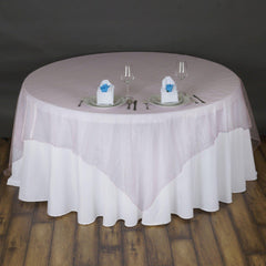 Organza 72"x72" Table Overlay Square Tablecloth Pink - Sheer Design for Stylish Events