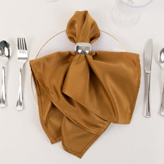 5 Pack Lamour Satin 20"x20" Napkins Gold - Exquisite Dinner Napkins with Soft Matte Finish for Weddings & Events