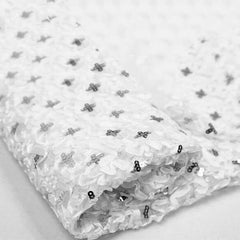 54"x4 Yards White Silver Sequin Tulle Satin Fabric Bolt, DIY Craft Fabric Roll