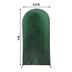 7ft Hunter Emerald Green Shimmer Tinsel Spandex Chiara Backdrop Stand Cover For Fitted Round Top Wedding Arch
