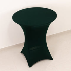 Spandex 33"-36" Round Cocktail Table Cover Hunter Emerald Green - Easy to Maintain Stretch Fitted Highboy Tablecloth