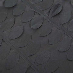 8ftx8ft Black 3D Leaf Petal Taffeta Event Curtain Drapes, Backdrop Event Panel With Rod Pocket