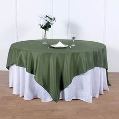Polyester 90"x90" Table Overlay Square Tablecloth Olive Green - Wrinkle-Resistant & Durable Table Cover
