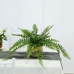 20" Artificial Boston Fern Green Leaf Plant, Premium Real Touch Indoor Spray