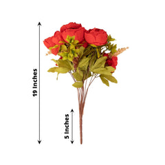 2 Pack 19" Red Artificial Peony Flower Wedding Bouquets, Faux Silk Flower Arrangements