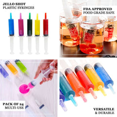24 Pack 1.5oz Clear Disposable Plastic Cocktail Jello Shot Syringes
