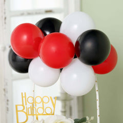 11 Pcs Balloon Cake Topper Black, Red and White - Whimsical Clustered Mini Garland Cake Inserts DIY Party Decorations