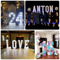 Giant LED Marquee Light Up Number "5", White 4ft Pre-Cut Foam Board with 10 Warm White Battery Operated LEDs, Glue Gun and Sticks