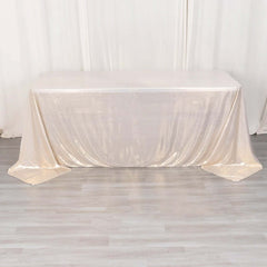 Sequin Dots Polyester 90"x132" Rectangle Tablecloth Shimmering Beige - Seamless, Glittering & Wrinkle Free Table Cover