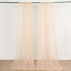2 Pack Nude Sheer Chiffon Event Curtain Drapes, Durable Flame Resistant Premium Organza Backdrop Event Panels With Rod Pockets - 10ftx10ft