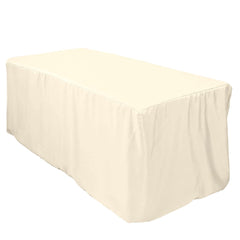 Fitted Polyester 72"x30" Rectangle Tablecloth Beige - Durable Table Cover
