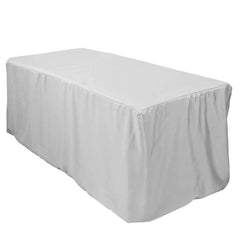 Fitted Polyester 72"x30" Rectangle Tablecloth Silver - Durable and Easy to Maintain Table Cover