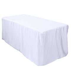 Fitted Polyester 72"x30" Rectangle Tablecloth White - Durable and Easy to Maintain Table Cover for Weddings & Banquets